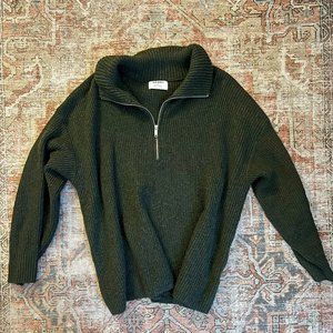 Old Navy Dark Green Quarter Zip Wool Pullover